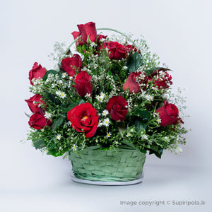 Velvet Kiss Roses Basket